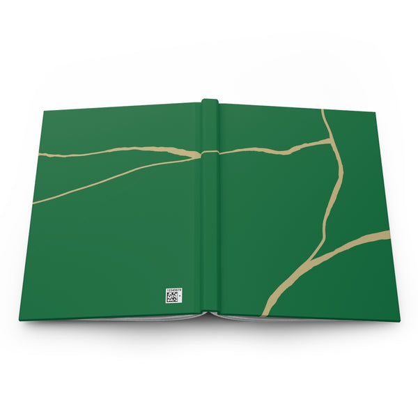 Green Kintsugi Journal, Kintsugi Gift, Inspirational Journal, Kintsugi Notebook, Modern Notebook, Gift for Warrior, Emerald Green