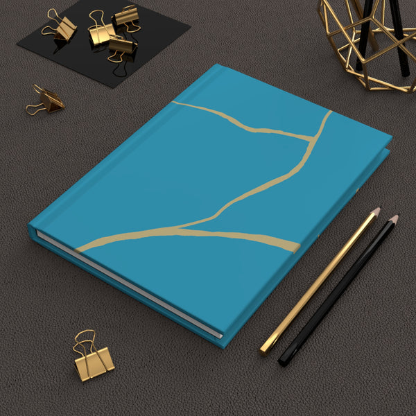 Turquoise Blue Kintsugi Journal, Kintsugi Gift, Inspirational Journal, Blue Kintsugi Notebook, Minimalist Notebook, Gift for Warrior