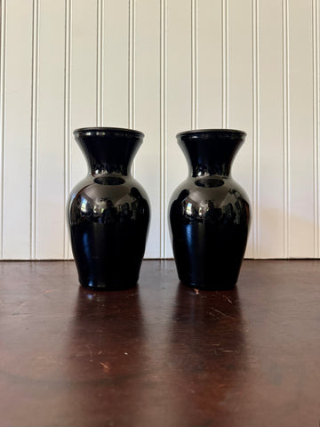 Pair of Black Amethyst Vases