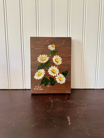 Handpainted Daisies Wooden Wall Hanging