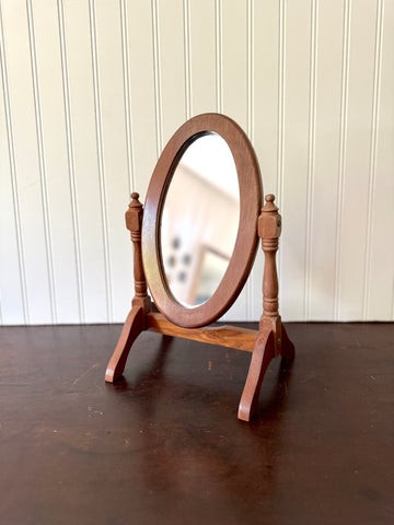 Oval Wooden Stand Mirror