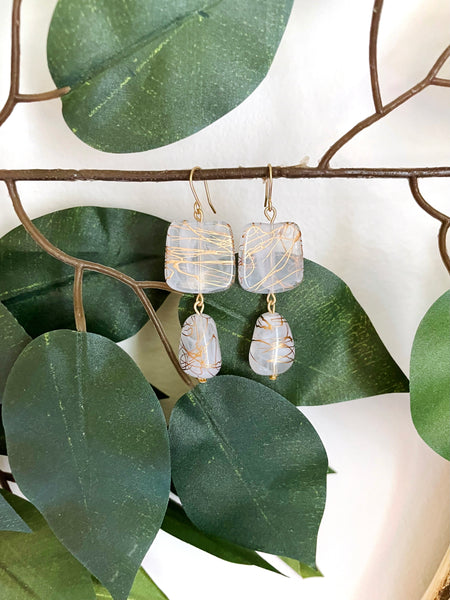 I AM WHOLE Frosted Clear Dangle Earrings