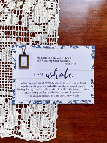 I AM WHOLE Psalm 147:3 Small Framed Pendant Necklace