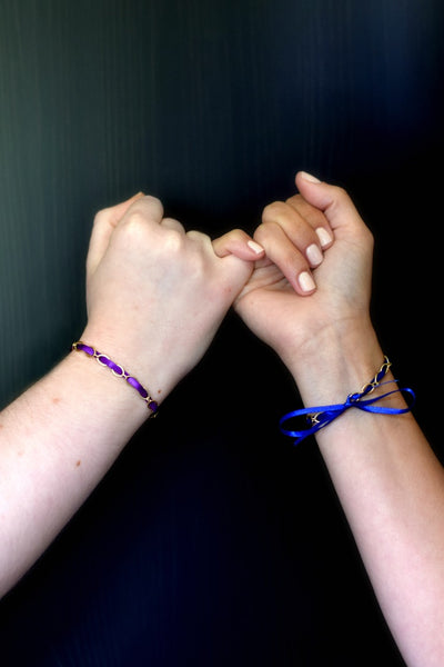 Friendship Bracelets Set | Woven Ribbon Gold Chain Bracelet | Choose Your Colors