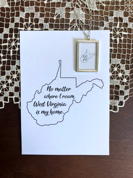WEST VIRGINIA WV Girl Silver Large Necklace