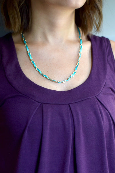Woven Ribbon Choker Necklace Convertible Wrap Bracelet - Choose Your Color