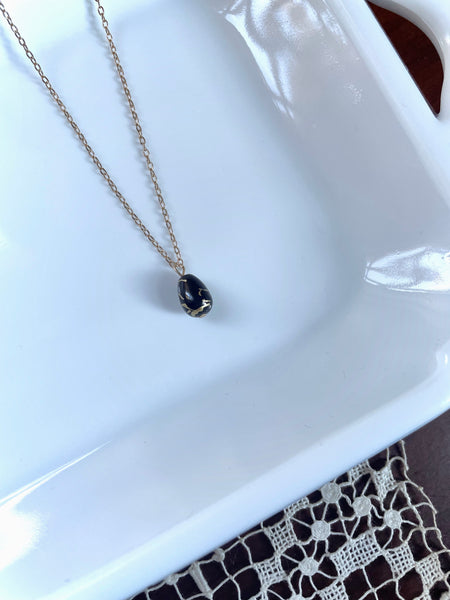 I AM WHOLE Black and Gold Teardrop Necklace
