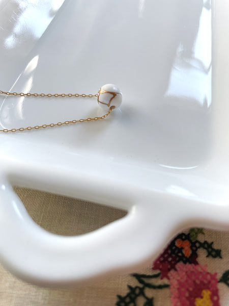 I AM WHOLE White and Gold Dainty Necklace
