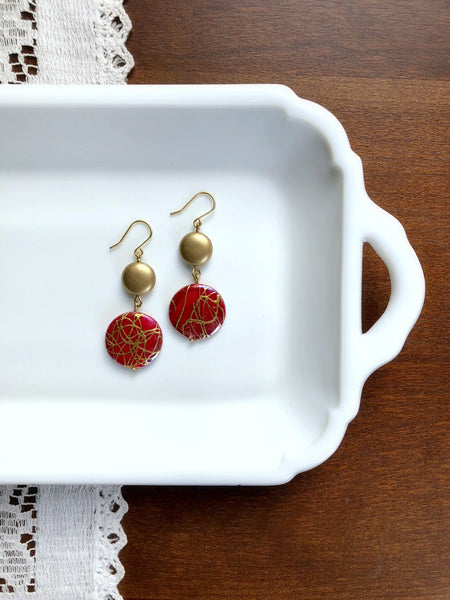 I AM WHOLE Red and Gold Shell Earrings