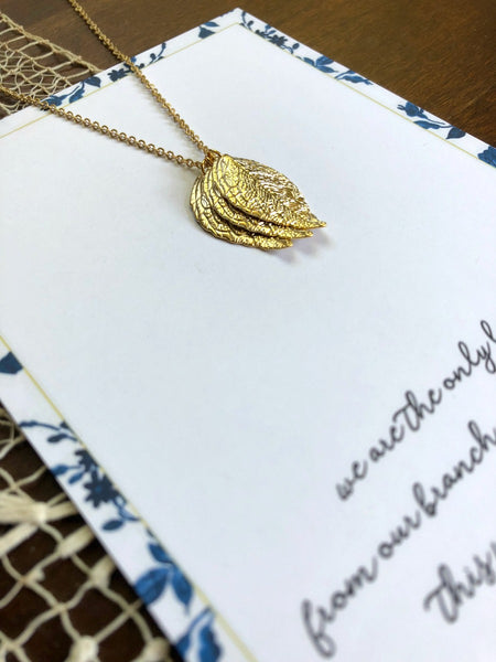 Gold Leaves Customized Sister Necklace