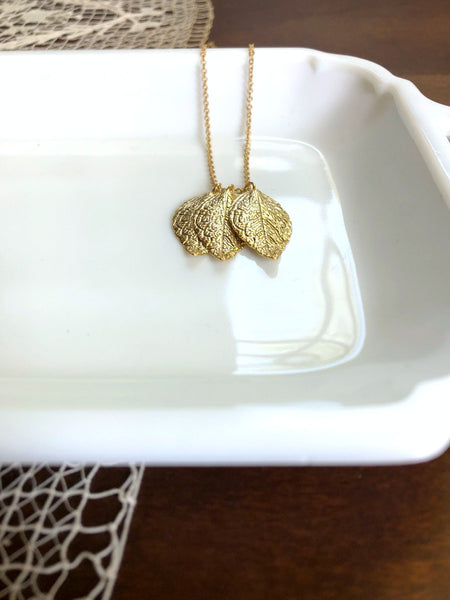 Gold Leaves Customized Sister Necklace