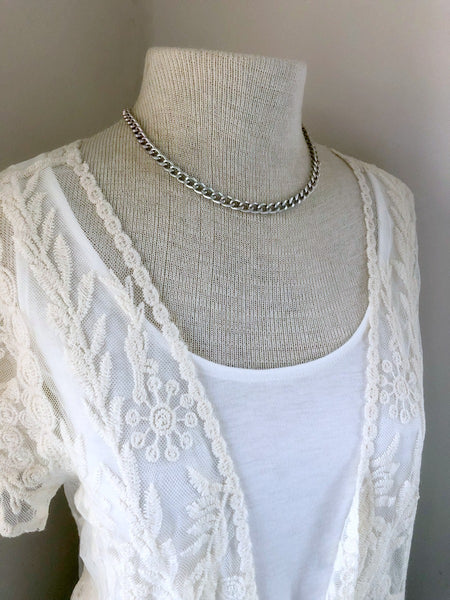 Silver Chunky Chain Necklace - Single Strand
