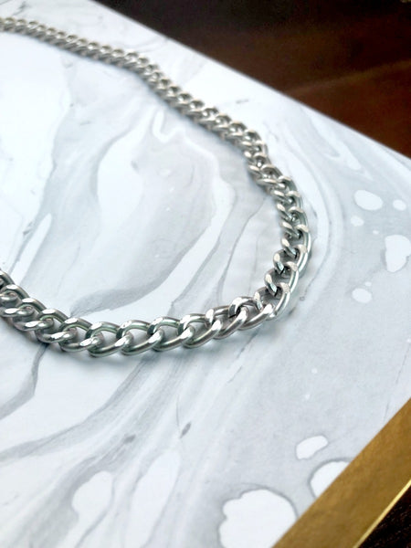 Silver Chunky Chain Necklace - Single Strand
