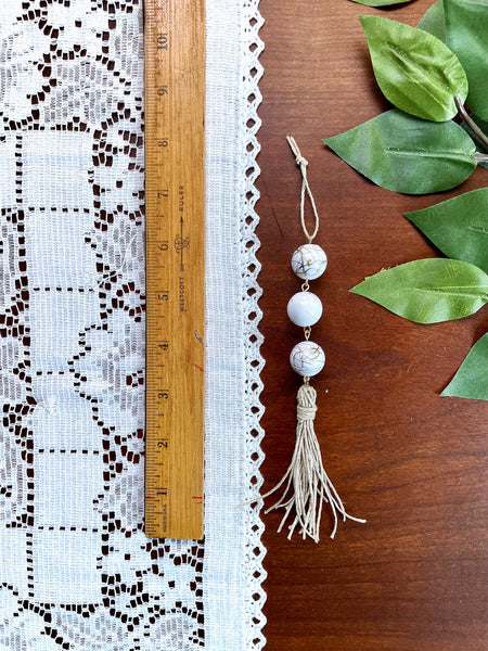 I Am Whole White and Gold Beaded Tassel Hanging