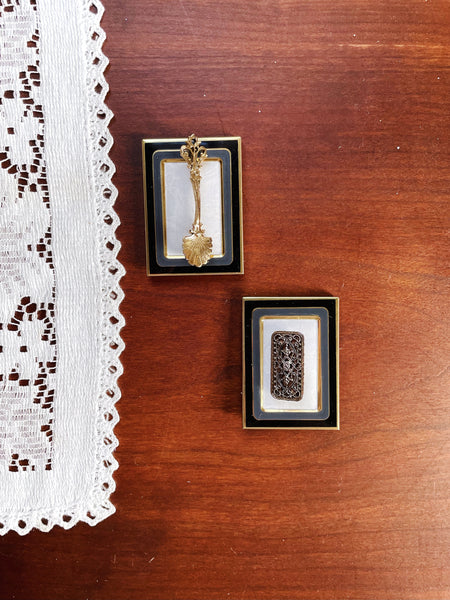 Mini Framed Vintage Brooch Pair