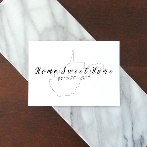 Home Sweet Home West Virginia Digital Printable - Black and Gray | 5x7" and 8x10"