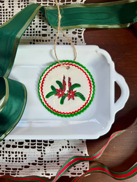 Vintage Ornaments - Red Green Candles
