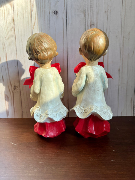 Set of 2 Christmas Caroling Children Figurines