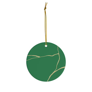 Green Kintsugi Ornament, Kintsugi Christmas Ornament, Kintsugi Wall Hanging, Modern Tree Ornament, Inspirational Gift, Minimalist Ornament