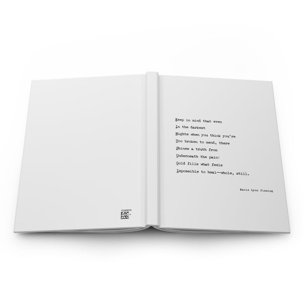 Kintsugi Journal, Kintsugi Poetry, Inspirational Gift, Minimalist Notebook, Kintsugi Quote, Hardcover Journal, Positive Affirmation