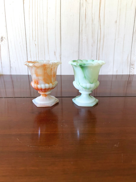 Akro Agate Small Slag Glass Vases