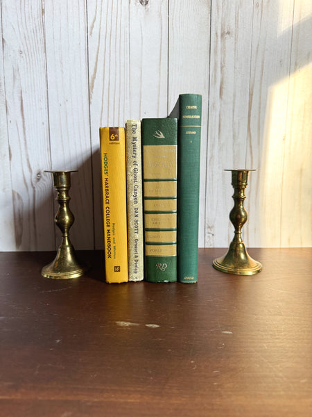 Shades of Green and Yellow Book Stack