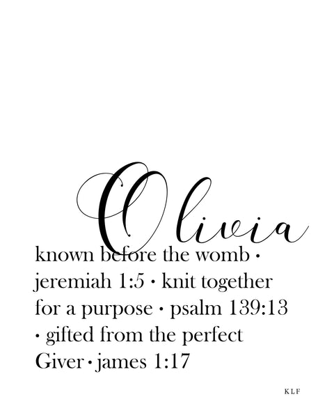 Custom Baby Name Print - Bible Verses