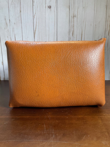 Vintage Orange Leather Footstool