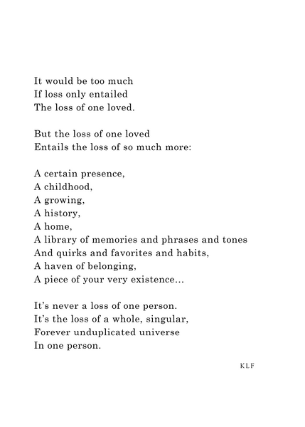 LOSS OF A UNIVERSE Poem Print | 5x7" or 8x10"