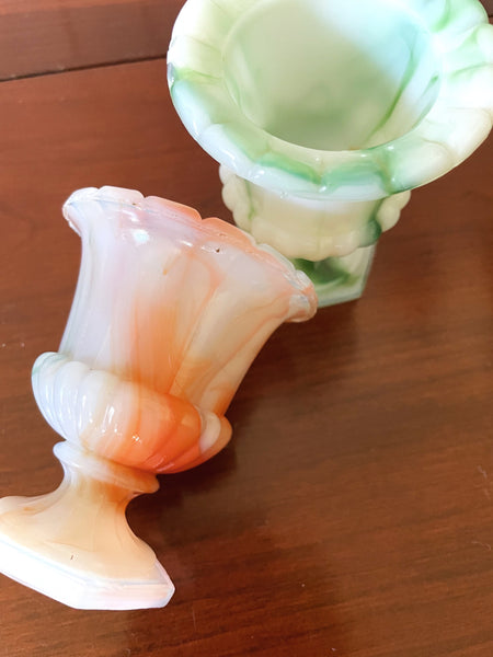 Akro Agate Small Slag Glass Vases