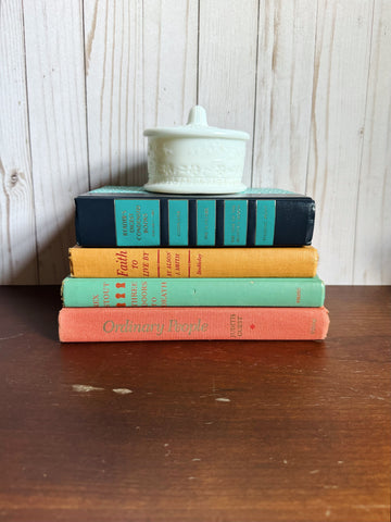 Shades of Turquoise and Orange Book Stack