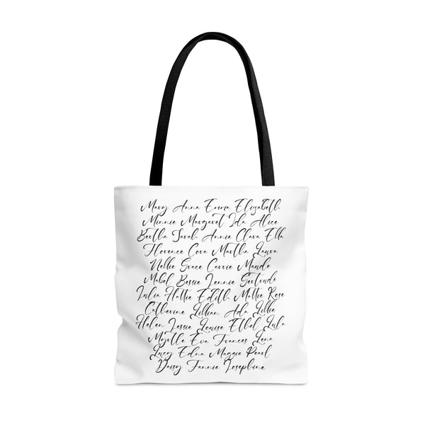 Victorian Names Tote Bag, Top 50 Girl Names of the Victorian Era, Name History Lover, Antique Enthusiast, 1800s Style, Genealogy