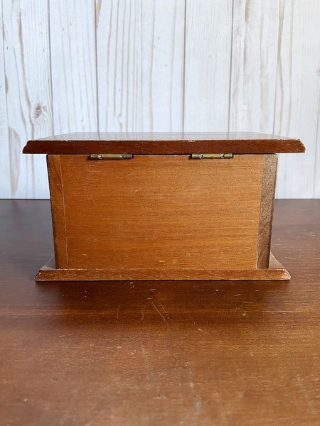 Vintage Small Handled Wooden Jewelry Box