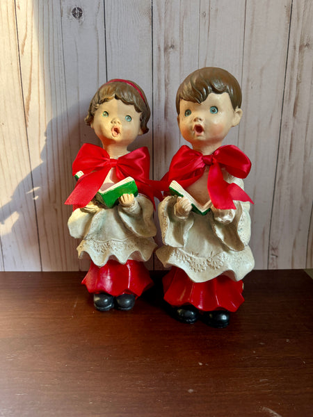Set of 2 Christmas Caroling Children Figurines