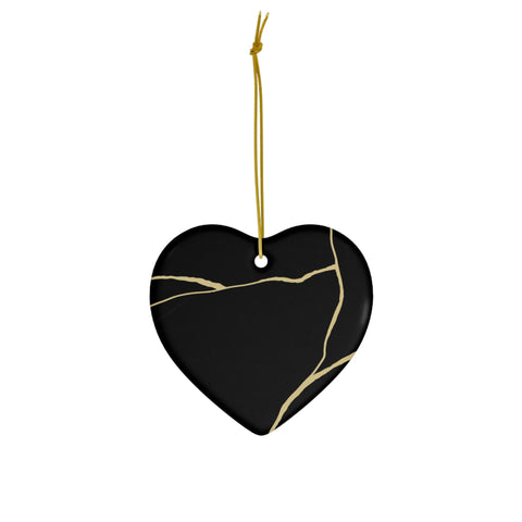 Black Heart Kintsugi Ornament, Broken Heart Ornament, Kintsugi Inspired Christmas Ornament, Modern Ornament, Inspirational Gift