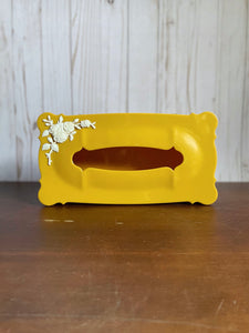 Vintage Mustard Yellow Roses Tissue Box