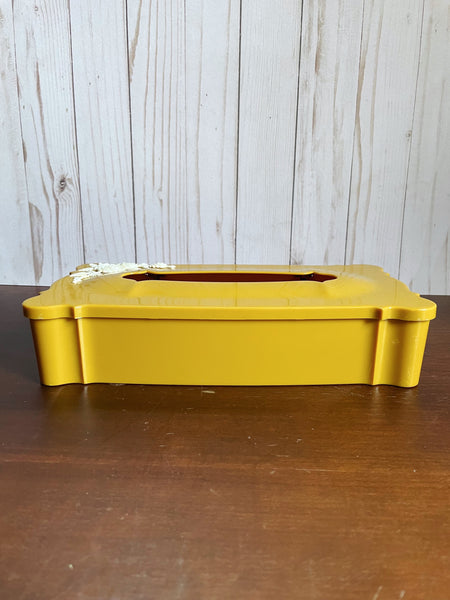 Vintage Mustard Yellow Roses Tissue Box