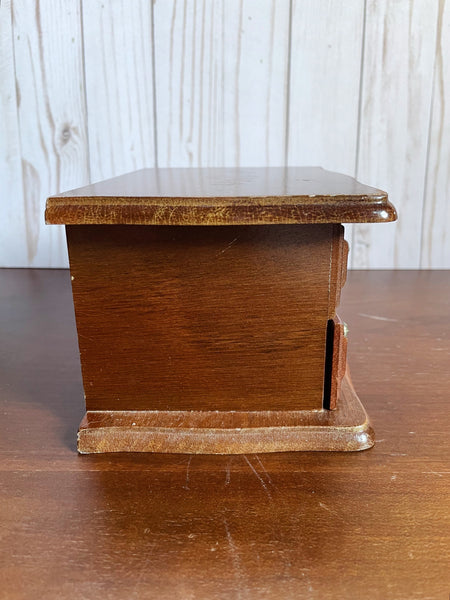 Vintage Small Handled Wooden Jewelry Box