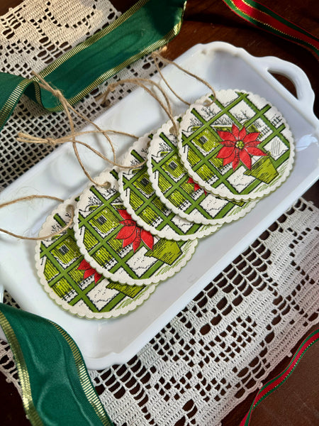 Vintage Ornaments - Red and Green Barn Scene