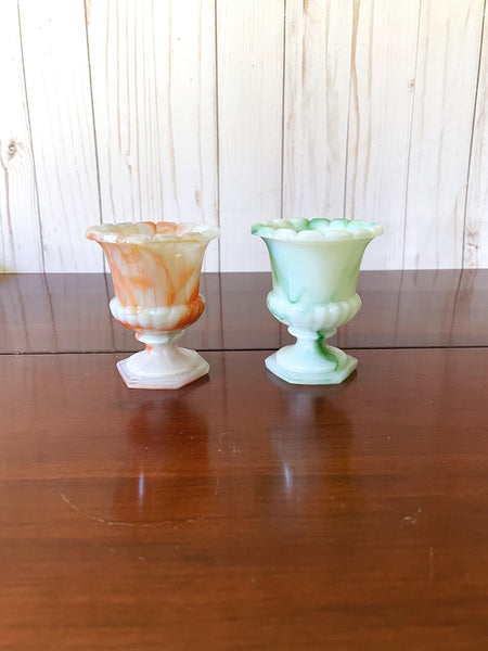 Akro Agate Small Slag Glass Vases