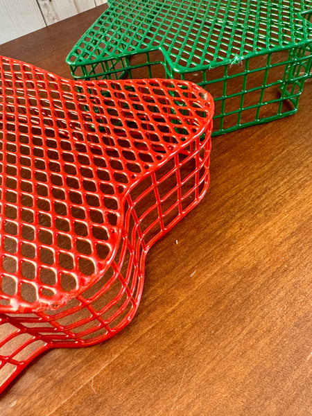 Red Bell and Green Tree Wire Baskets
