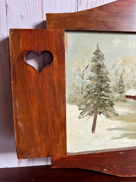 Large Framed Winter Landscape Painting