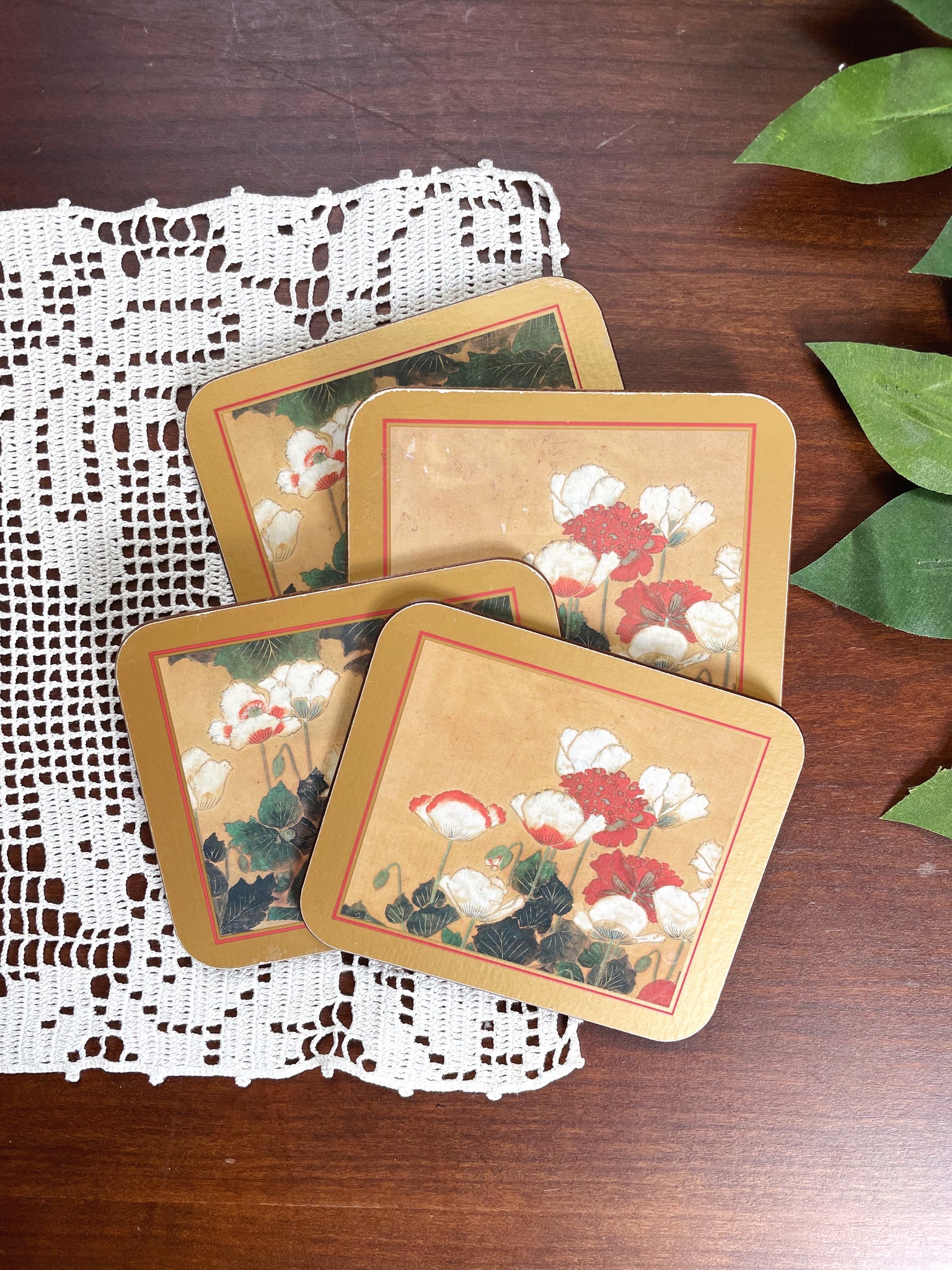 Vintage Metropolitan Museum of Art Japanese Poppies Coasters