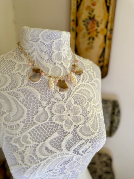 MARIBELLA Beaded Seashell Statement Necklace