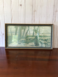 Vintage Large Framed Shepherdess Print
