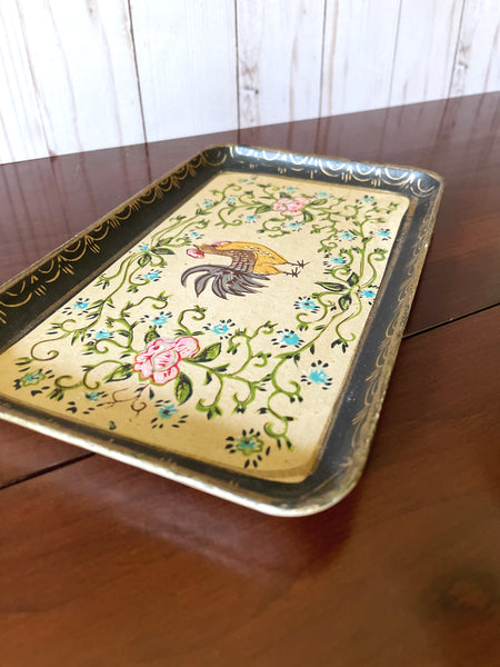 Handpainted Japan Rooster Tray