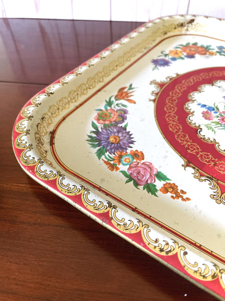 Large Square Floral Daher Tray