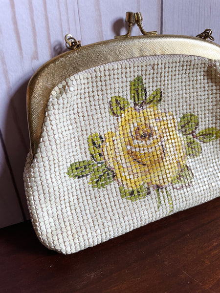 Vintage Lily Bet Yellow Rose Sequin Purse