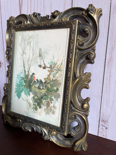 Vintage Ornate Framed Bird Print