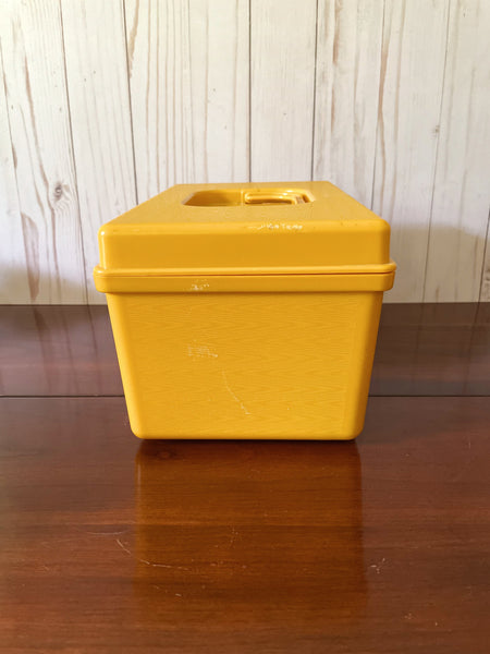 Vintage Yellow Sewing Box Filled with Notions